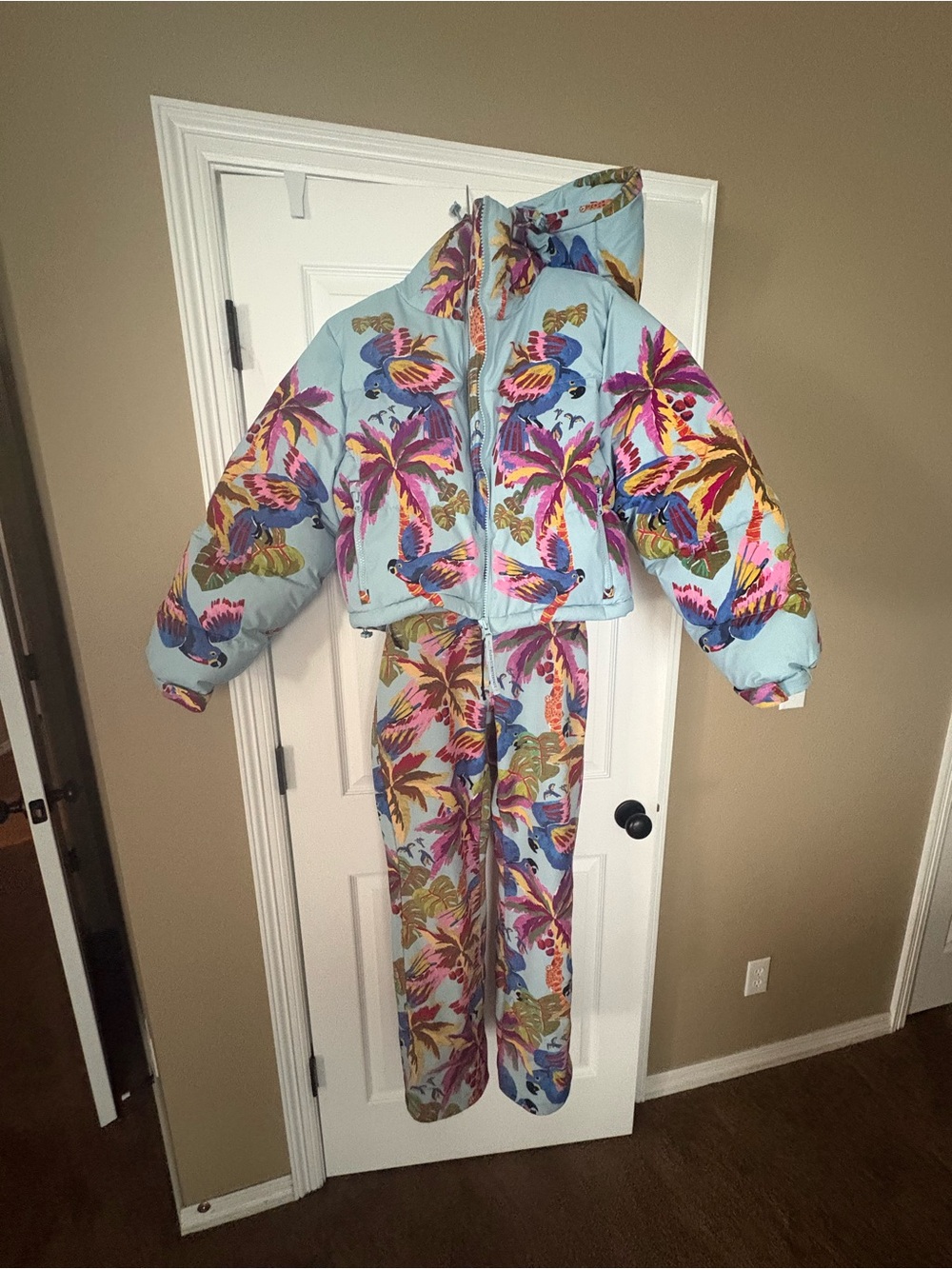 Farm Rio Blue Macaw Ski Outfit – Jacket & Pants